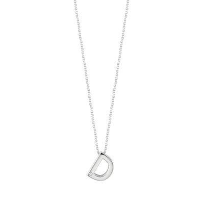 BLISS LETTERA INIZIALE D COLLIERINO ORO BIANCO 9KT CON DIAMANTE TAGLIO BRILLANTE 20090529