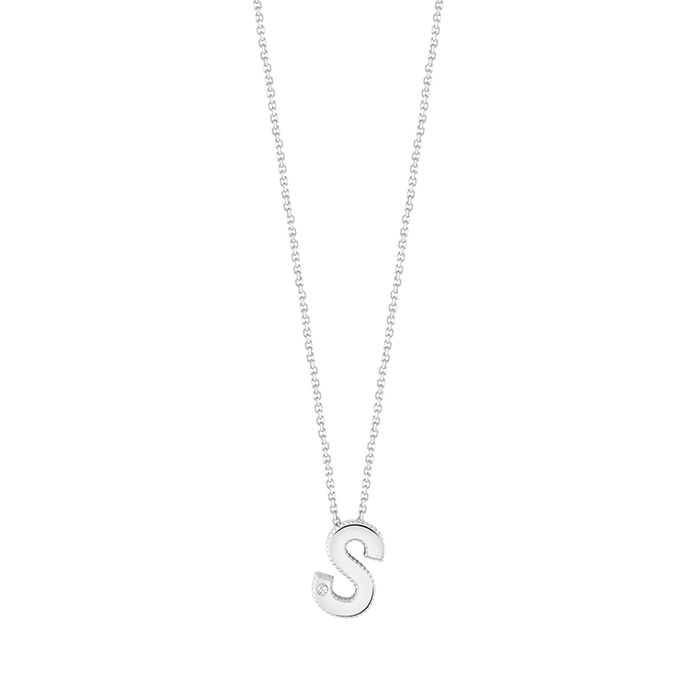 BLISS LETTERA INIZIALE S COLLIERINO ORO BIANCO 9KT CON DIAMANTE TAGLIO BRILLANTE 20090552