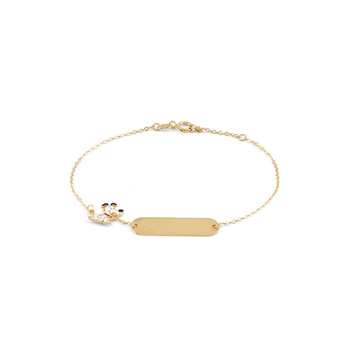 BLISS MY BABY BRACCIALE ORO 9KT CAGNOLINO PIASTRINA PER INCISIONE GRATUITA 20106401