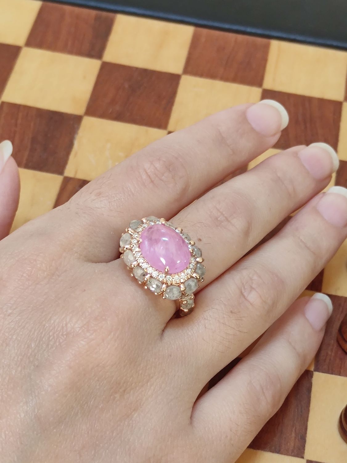 ANELLO GIOVANNI FERRARIS FRAGRANZE ORO ROSA DIAMANTI BIANCHI-BIANCHI MILKY, ZAFFIRO ROSA AN2048CRWMZP/1 PEZZO UNICO