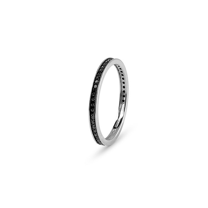 ANELLO BLISS PRECIOUS VERETTA TRE QUARTI DIAMANTI BLACK ORO BIANCO 20106353
