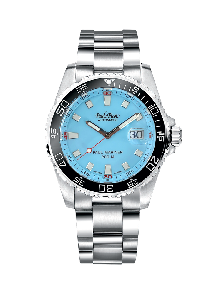 PAUL PICOT PAUL MARINER III Automatic 42mm Ceramic Bezel Sky Dial Steel Bracelet 4352.20KB65B20