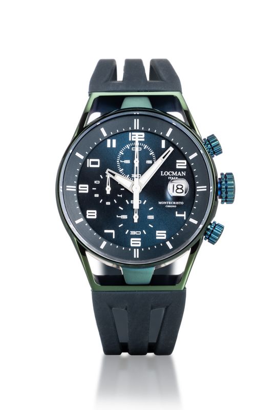 LOCMAN MONTECRISTO CHRONO PVD GREEN CINTURINO SILICONE 0542V19S-GRPTWHSL