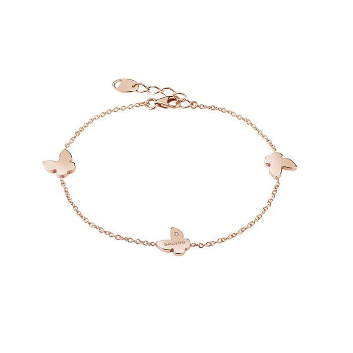 SALVINI I SEGNI 9KT. BRACCIALE FARFALLE ORO ROSA E DIAMANTE 0.01 20087180