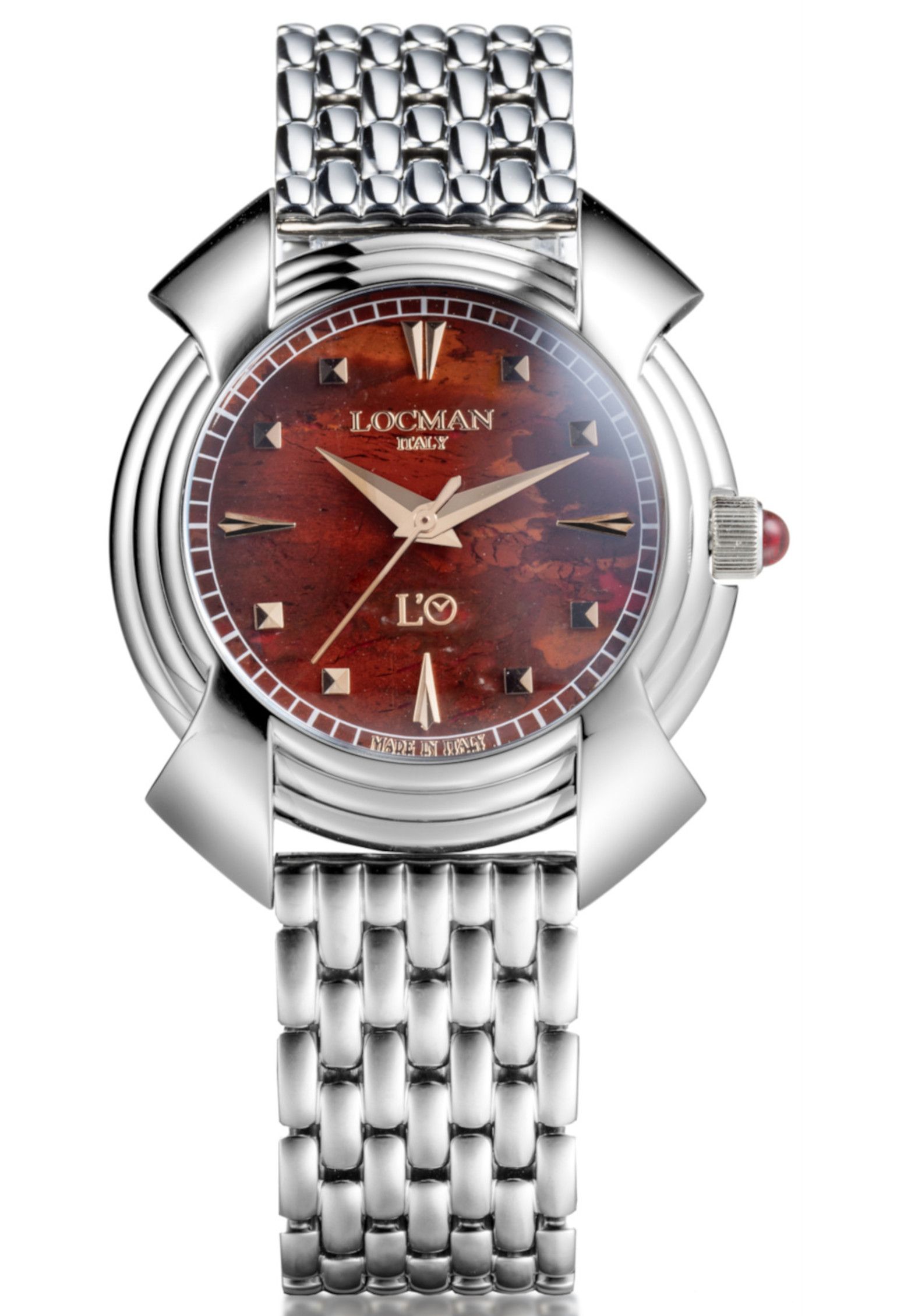 LOCMAN X L'O DECIMO CANTO OISA DIASPRO ROSSO DOPPIO CINTURINO PELLE O TITANIO 0LO1T25R-00JSRG0B0