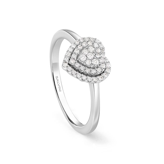 SALVINI BAGLIORI ANELLO A CUORE (PICCOLO) ORO BIANCO CON DIAMANTI TAGLIO BRILLANTE CT 0.18 COLORE GH 20091610
