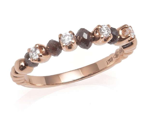ANELLO GIOVANNI FERRARIS FRAGRANZE ORO ROSA DIAMANTI TAGLIO BRILLANTE E DIAMANTI BROWN  Ref. AN2039BRSI/BW