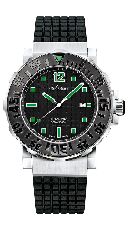Paul Picot Plongeur  C-TYPE Date Automatic 43mm BLACK DIAL  4118SGN.N-34G