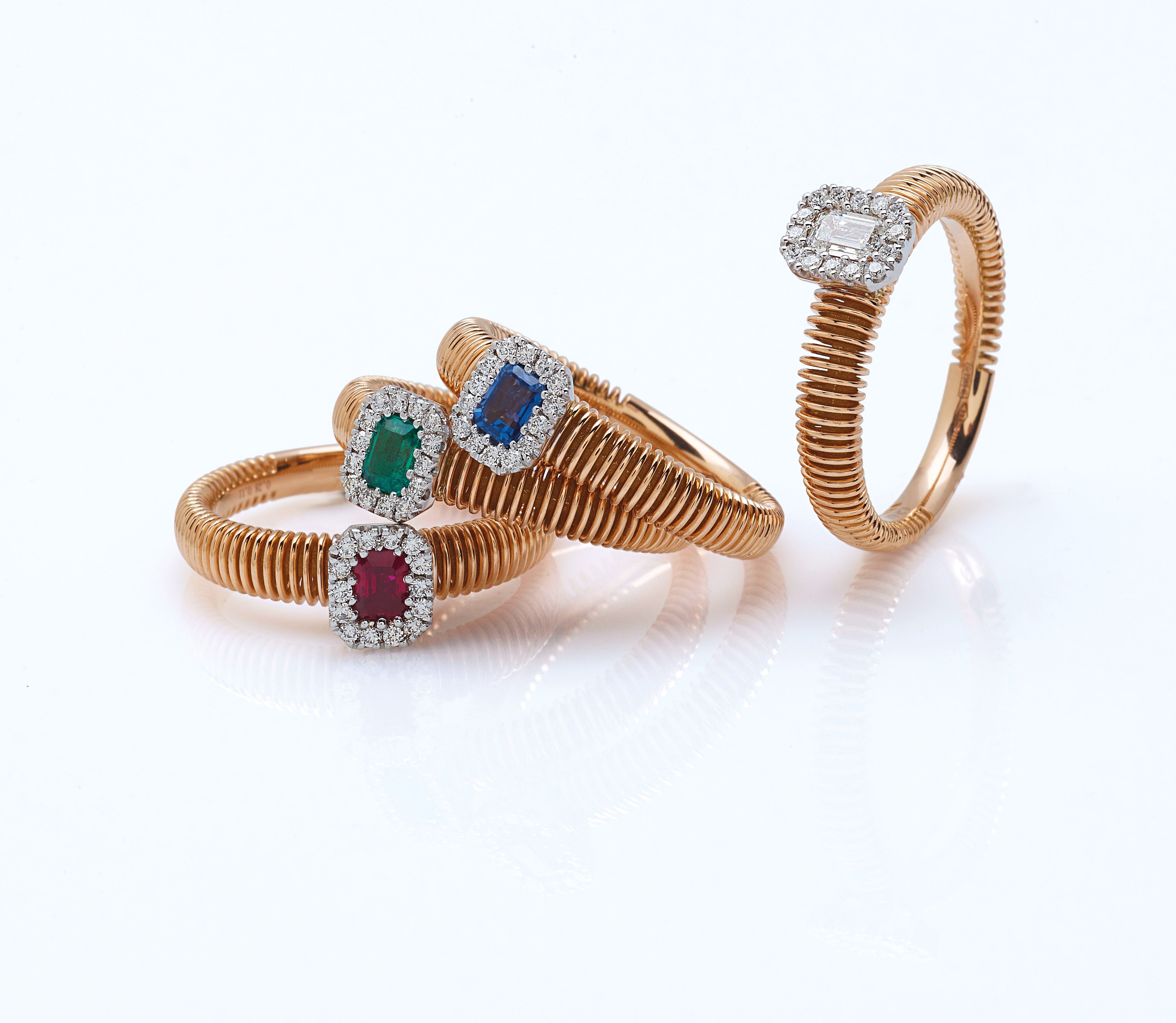 ANELLO VALENTINA CALLEGHER ORO 750‰ CON SMERALDO E DIAMANTI 11611PDSORSM