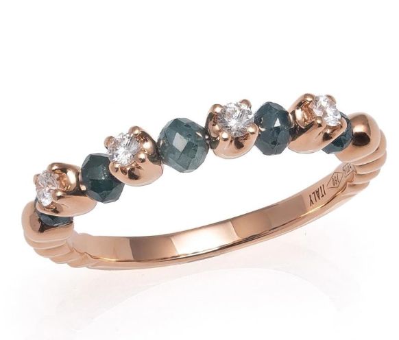 ANELLO GIOVANNI FERRARIS FRAGRANZE ORO ROSA DIAMANTI TAGLIO BRILLANTE E DIAMANTI BLU  Ref. AN2039BRSI/DB