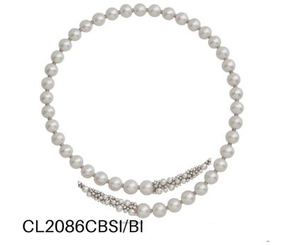 COLLANA GIOVANNI FERRARIS ALLEGRA ORO BIANCO, DIAMANTI, PERLE BIANCHE Ref. CL2086CBSI/BI