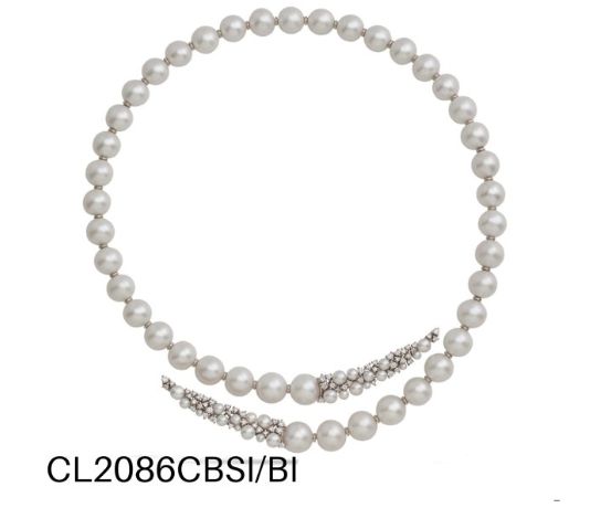COLLANA GIOVANNI FERRARIS ALLEGRA ORO BIANCO, DIAMANTI, PERLE BIANCHE Ref. CL2086CBSI/BI