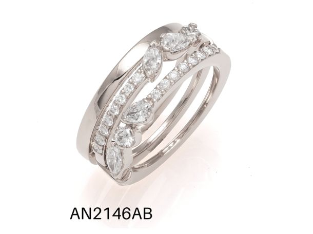 BELLA ANELLO GIOVANNI FERRARIS DIVINA ORO BIANCO DIAMANTI TAGLIO BRILLANTE E NAVETTE AN2146AB