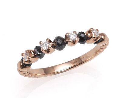 ANELLO GIOVANNI FERRARIS FRAGRANZE ORO ROSA DIAMANTI BIANCHI E NERI  Ref. AN2039BRSI/N