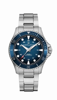 HAMILTON KHAKI NAVY SCUBA AUTO CARICA AUTOMATICA 43mm BLU LUNETTA CERAMICA BRACCIALE ACCIAIO H82505140