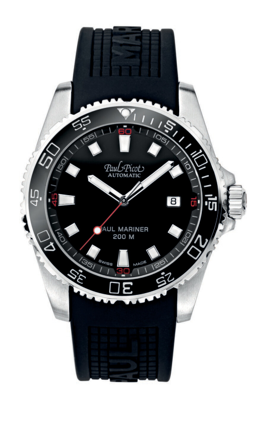 PAUL PICOT PAUL MARINER III Automatic 42mm Black Ceramic Bezel Black Dial Natural Rubber 4352SG-CN/C
