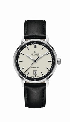 HAMILTON INTRA-MATIC OROLOGIO AUTOMATICO 40MM QUADRANTE BIANCO CON CINTURINO PELLE NERO H38425720