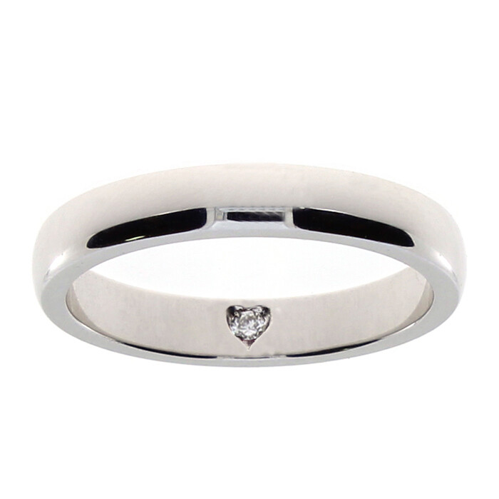DAMIANI CUOREMIO ANELLO/FEDE NUZIALE 3.20mm Oro Bianco Misura 13 con diamante interno 0.018 GH 20075687 DAMIANI CUOREMIO ANELLO/FEDE NUZIALE 3.20mm Oro Bianco Misura 13 con diamante interno 0.018 GH 20075687