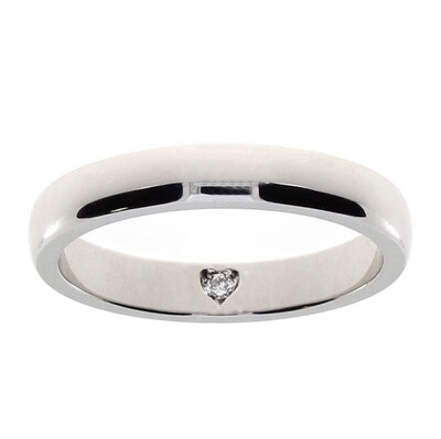 DAMIANI CUOREMIO ANELLO/FEDE NUZIALE 3.20mm Oro Bianco Misura 13 con diamante interno 0.018 GH 20075687 DAMIANI CUOREMIO ANELLO/FEDE NUZIALE 3.20mm Oro Bianco Misura 13 con diamante interno 0.018 GH 20075687