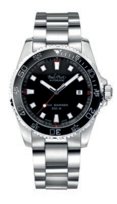 PAUL PICOT PAUL MARINER III Automatic 42mm Black Ceramic Bezel Black Dial Steel Bracelet 4352SG-CN