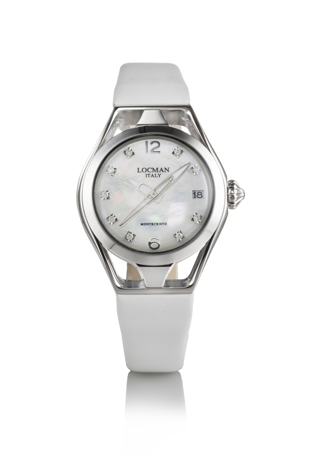 LOCMAN MONTECRISTO LADY 36MM QUADRANTE MADREPERLA BIANCA E DIAMANTI CNTURINO PELLE TECNORASO BIANCO 0526A14D-00MWIDRW