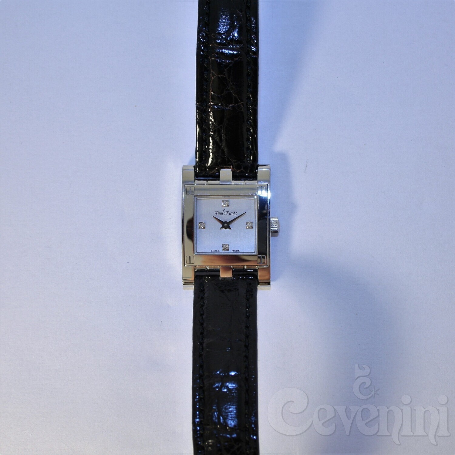 PAUL PICOT COSMOPOLITAN with 4 DIAMONDS Steel Leather Strap 4088K Quartz