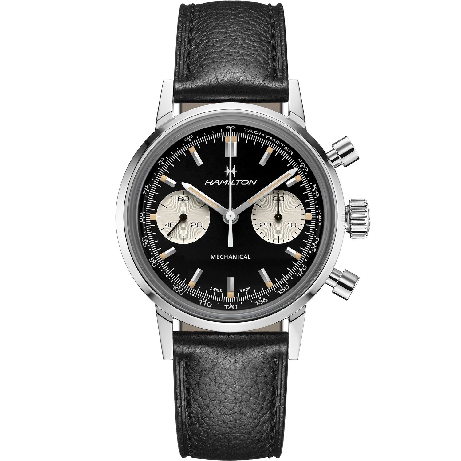 HAMILTON AMERICAN CLASSIC INTRA-MATIC CHRONOGRAPH H HAND WINDING 40MM CINTURINO PELLE NERO H38429730