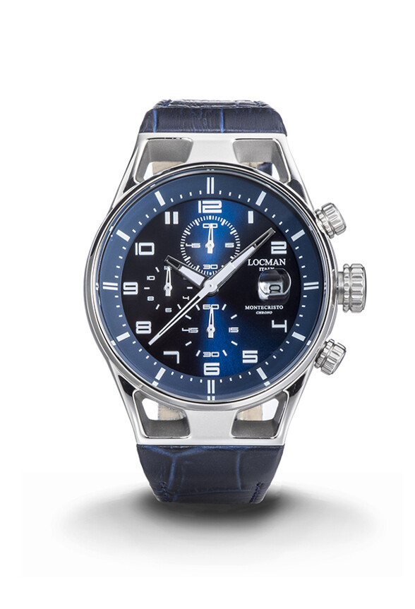 LOCMAN MONTECRISTO CHRONO QUARTZ BLU CINTURINO PELLE UOMO/UNISEX 41MM BLUE 0542A02S-00BLWHPB LOCMAN MONTECRISTO CHRONO QUARTZ BLU CINTURINO PELLE UOMO/UNISEX 41MM BLUE 0542A02S-00BLWHPB