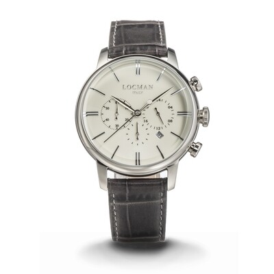 LOCMAN 1960 CRONOGRAFO AL QUARZO BIANCO PELLE GRIGIO 0254A05A-00AVNKPA LOCMAN 1960 CRONOGRAFO AL QUARZO BIANCO PELLE GRIGIO 0254A05A-00AVNKPA