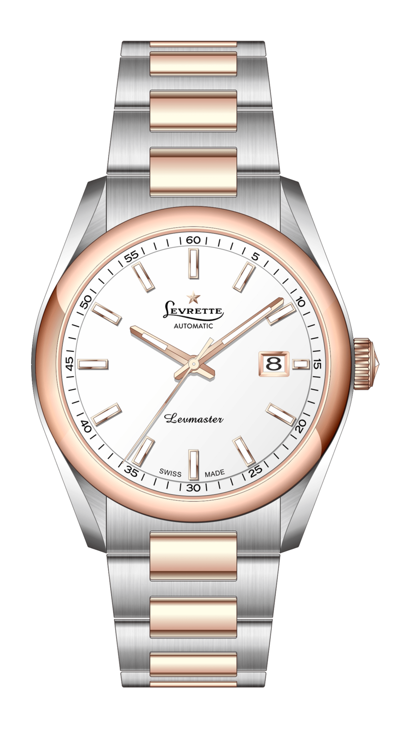 LEVRETTE 1832 LEVMASTER ELEGANT 41mm ACCIAIO E PVD ROSE QUADRANTE BIANCO AUTOMATIC BRACCIALE ACCIAIO BICOLOR 4015.23A.W64.B23