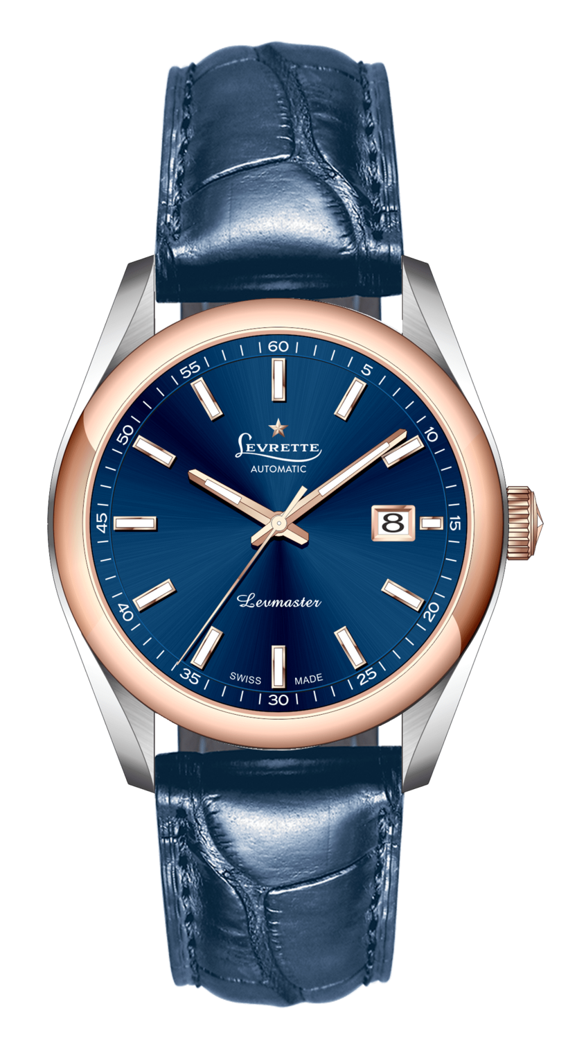 LEVRETTE 1832 LEVMASTER ELEGANT 41mm ACCIAIO E PVD ROSE QUADRANTE BLU AUTOMATIC CINTURINO PELLE BLU 4015.23A.B64.S21.R353SG/B