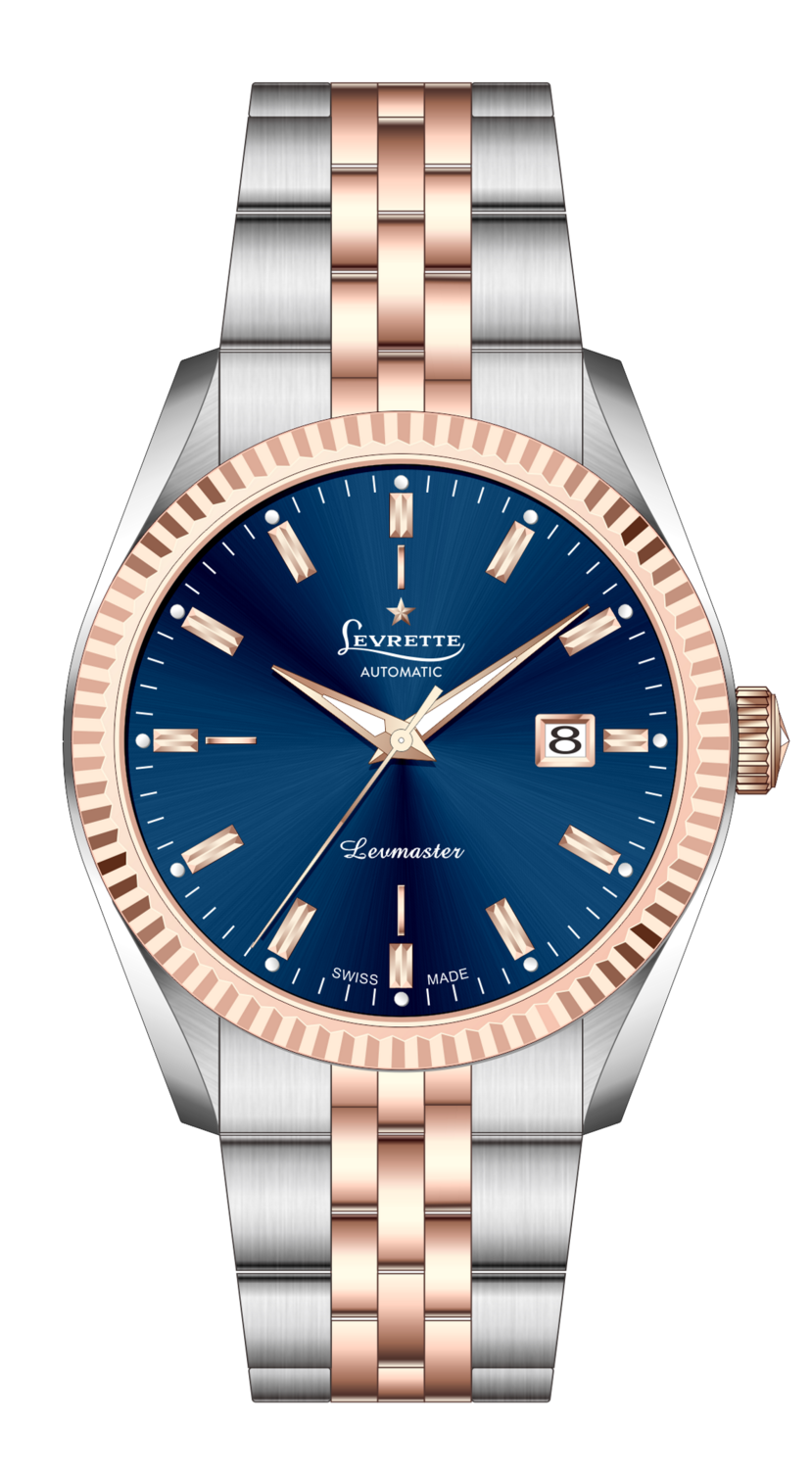 LEVRETTE 1832 LEVMASTER CLASSIC 41mm ACCIAIO E PVD ROSE QUADRANTE BLU AUTOMATIC BRACCIALE ACCIAIO BICOLOR 4014.23A.B64.B23