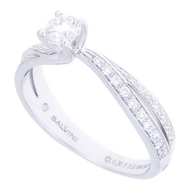 Salvini Sospiro Anello solitario con Diamante Certificato GIA e Contorno 81115106 Salvini Sospiro Anello solitario con Diamante Certificato GIA e Contorno 81115106