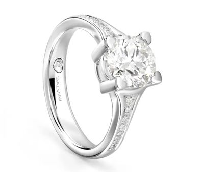 Salvini Battito Anello solitario con Diamante e Contorno Certificato GIA 81115099 Salvini Battito Anello solitario con Diamante e Contorno Certificato GIA 81115099