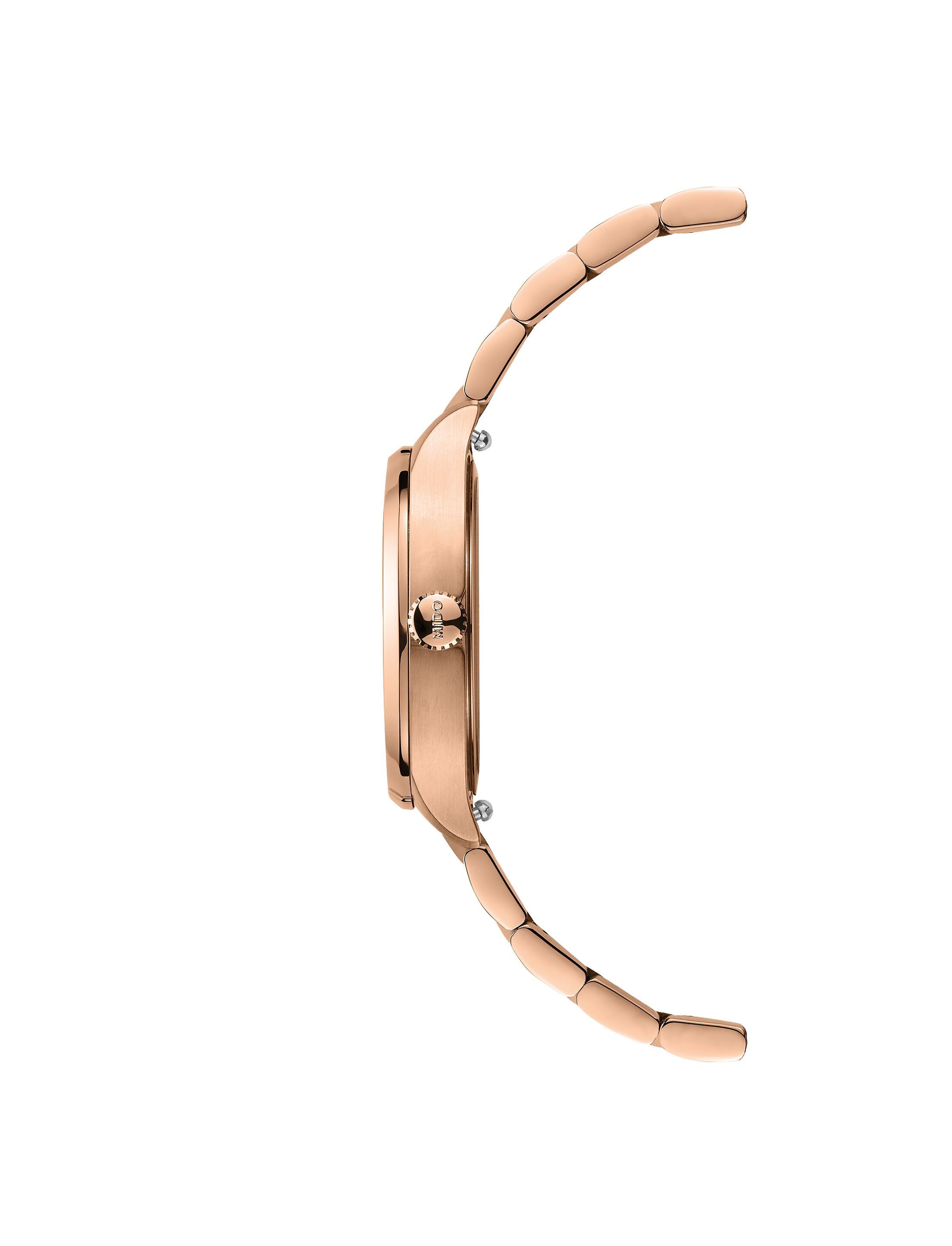 MIDO Multifort TV 28mm Quartz PVD Oro Rosa Quadrante Avorio