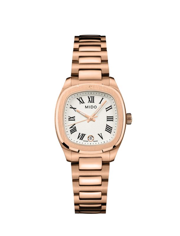MIDO Multifort TV 28mm Quartz PVD Oro Rosa Quadrante Bianco Pallido
