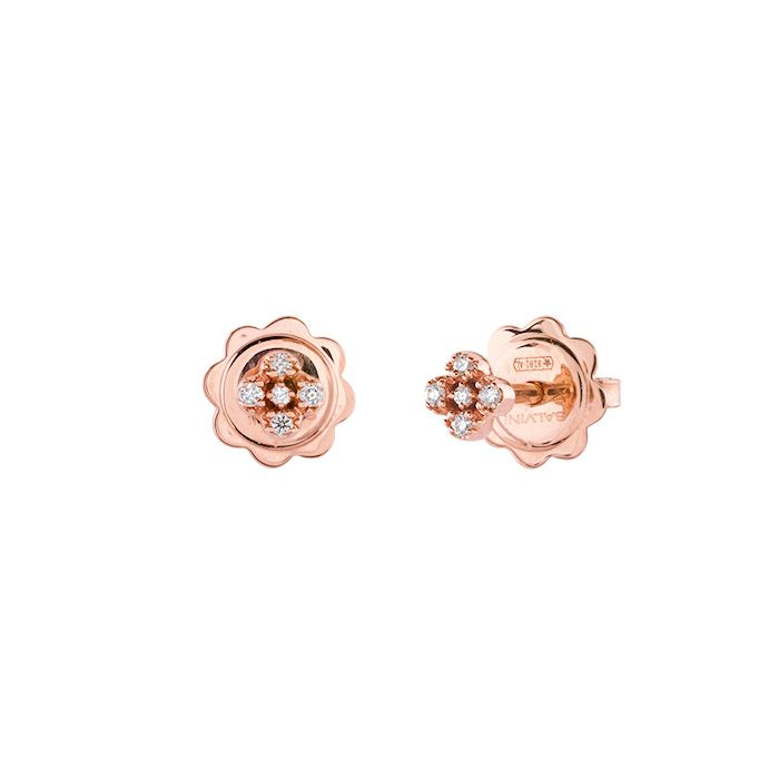 Salvini Bagliori orecchini fiori oro rosa con diamanti ct.0.03