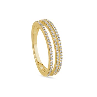 Salvini Melodia Anello tripla fascia oro giallo Diamanti ct.0.33