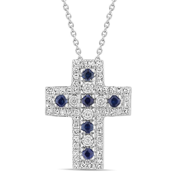 Collana Bliss Croce Diamanti e Zaffiri 20117872