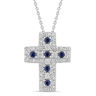 Collana Bliss Croce Diamanti e Zaffiri 20117872