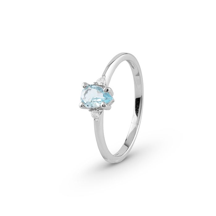 Anello Bliss Diamanti e Acquamarina Oro Bianco 20117822
