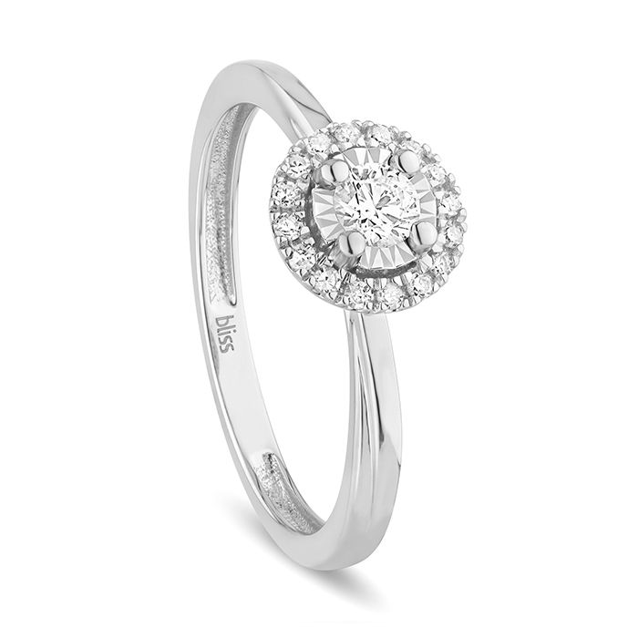 Anello Bliss Meraviglia Halo Oro Bianco 20117592