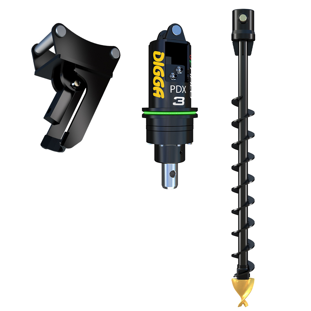 DAEWOO -> SOLAR 027 PDXH3 Halo Auger C/W Double Pin Cradle Hitch , 1.5-3.2t mini excavators