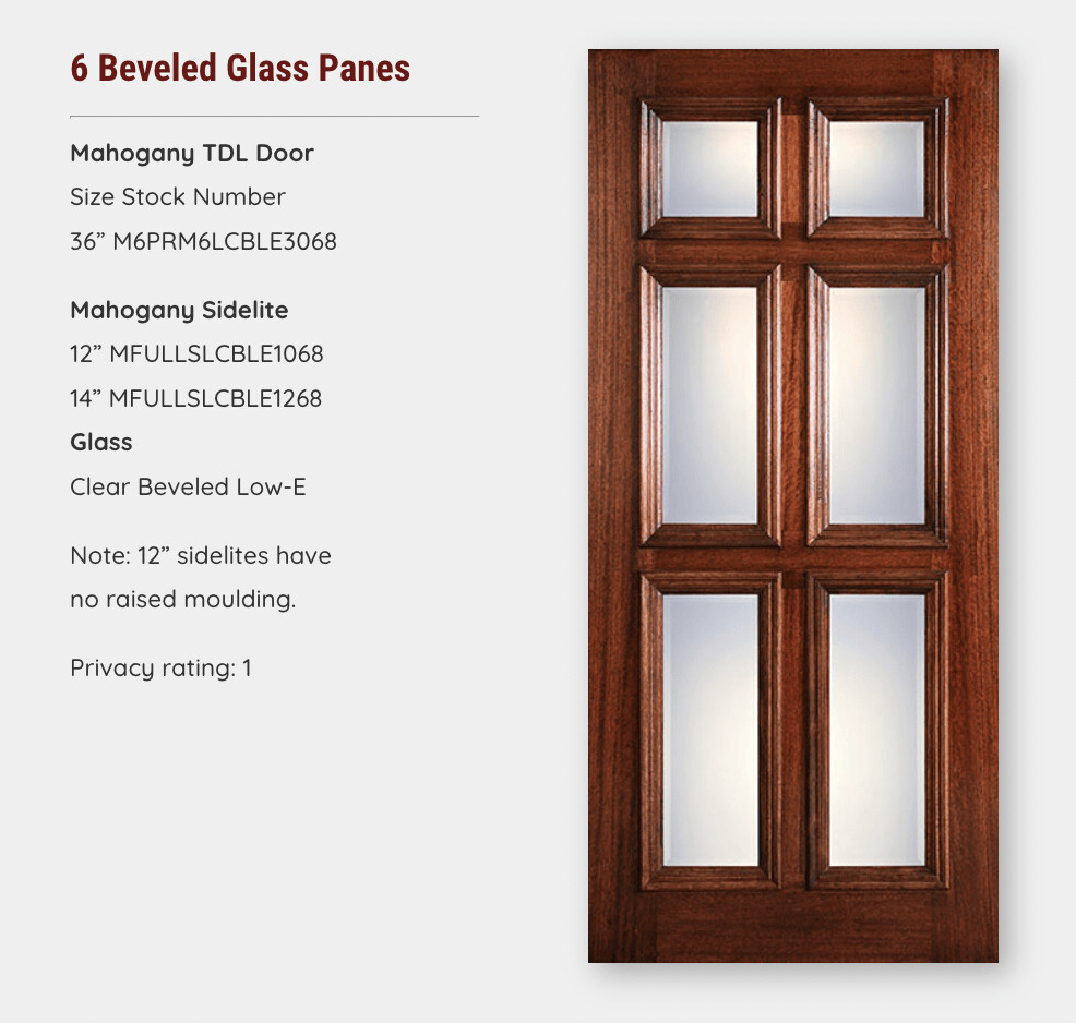 6 Beveled Glass Panes