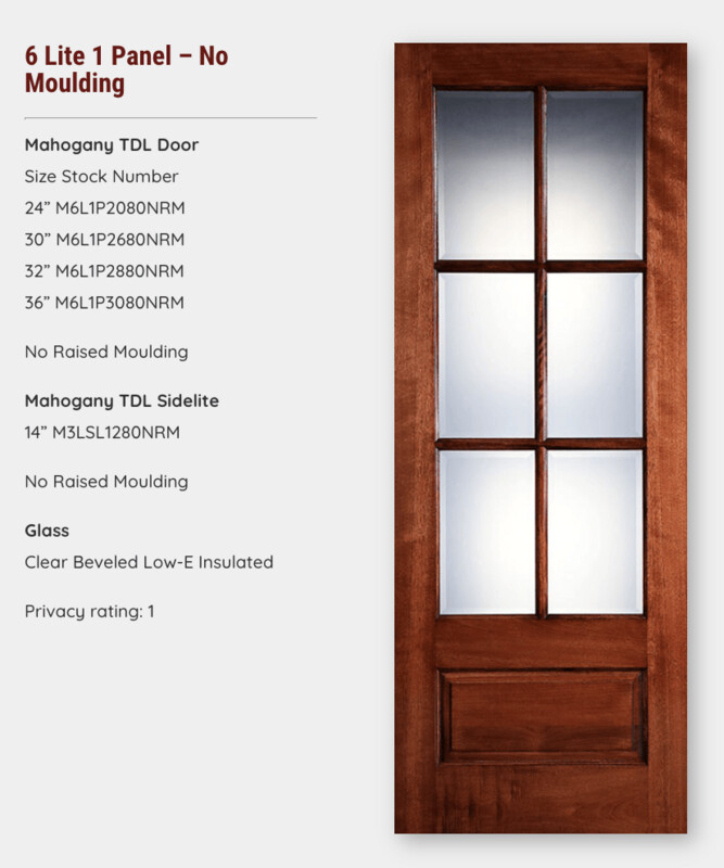 6 Lite 1 Panel – No Moulding