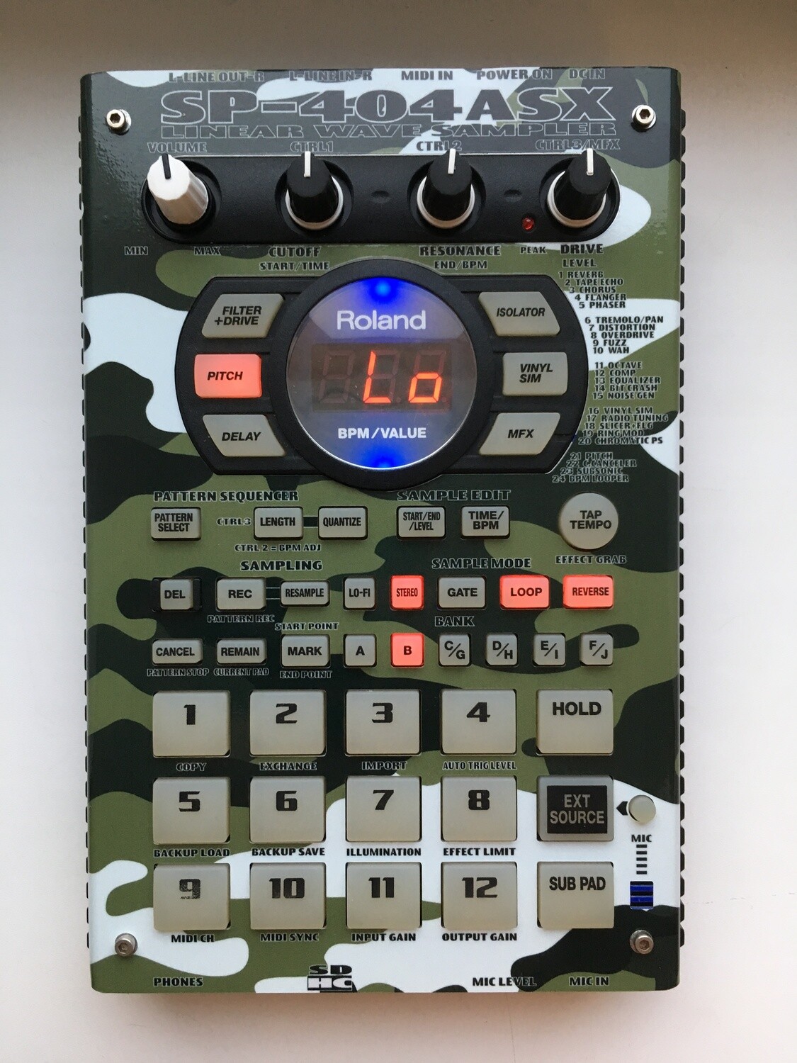 Vinyl skins for Roland SP-404SX or 404A (retro styles), CHOOSE YOUR STYLE: CAMOUFLAGE