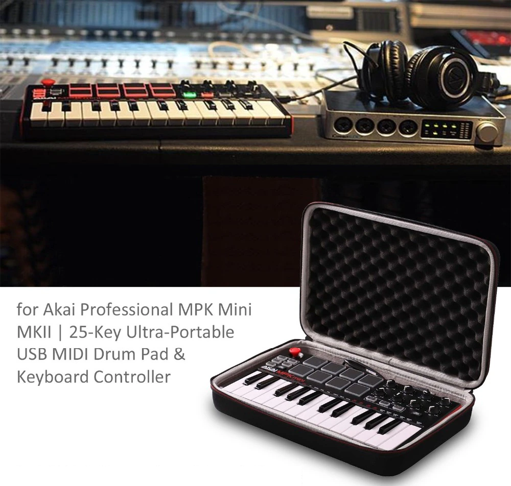Hard Carrying Case for Akai MPK Mini MK2, 3, Play, Storage Bag