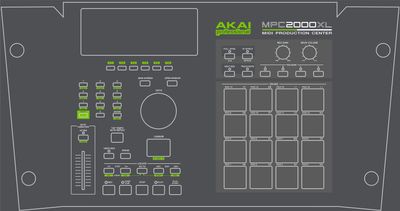 Skin for AKAI MPC 2000XL - Gray &amp; Lime (DIGITAL files ONLY)