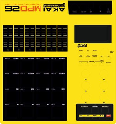 Skin for AKAI MPD 26 - BLACK&amp;YELLOW style (DIGITAL files ONLY)