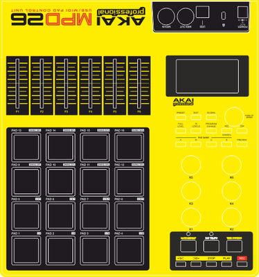 Skin for AKAI MPD 26 - BLACK&amp;YELLOW style (DIGITAL files ONLY)
